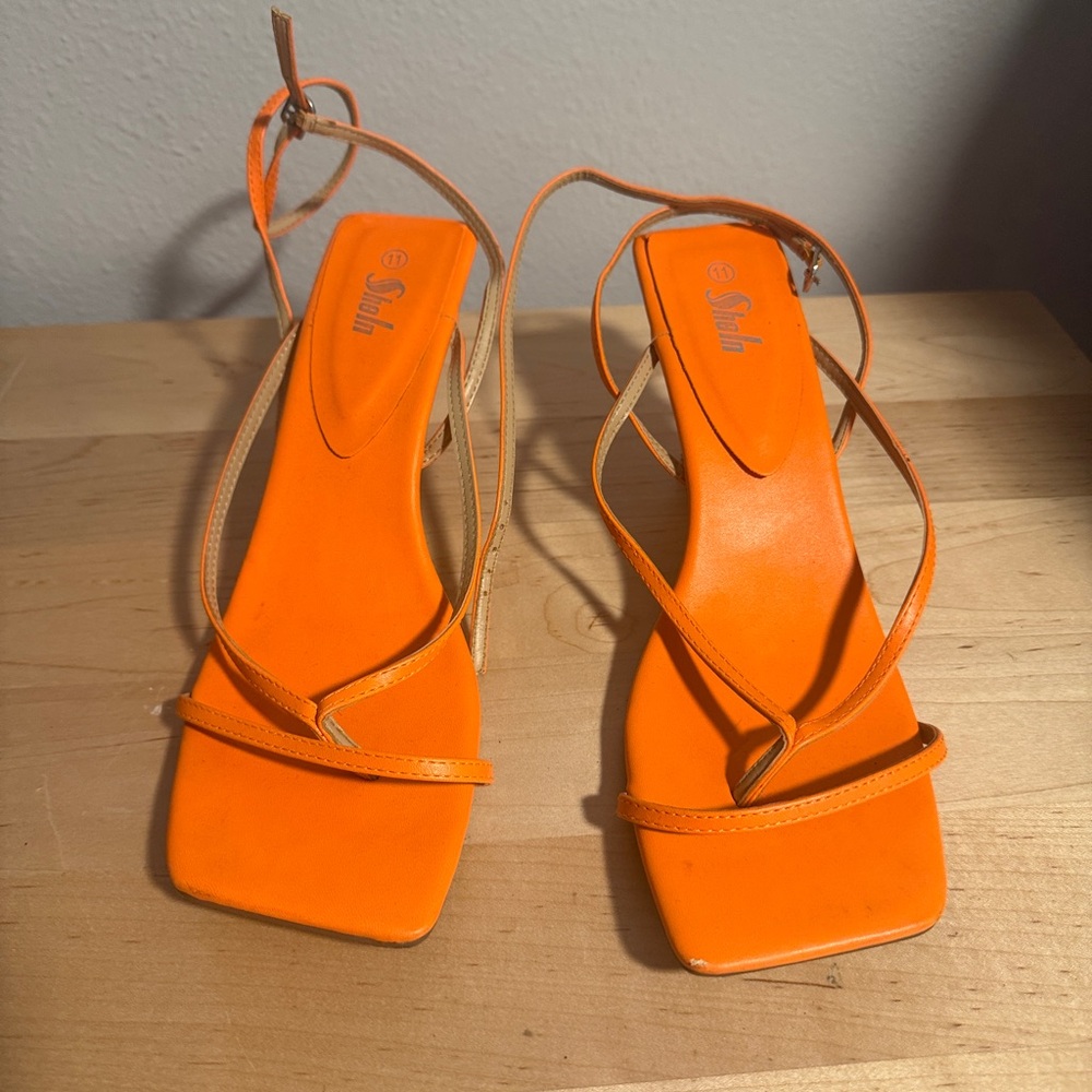 Bright Orange Strappy Heels